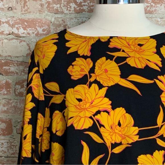 Apt. 9 Tops - Apt. 9 Floral Blouse Black Yellow Size XL